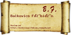 Balkovics Fábián névjegykártya
